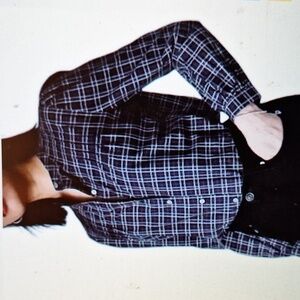 Untuckit For Her Tara  Blouse Ladies 12 Button Down Mock Neck Academia Preppy